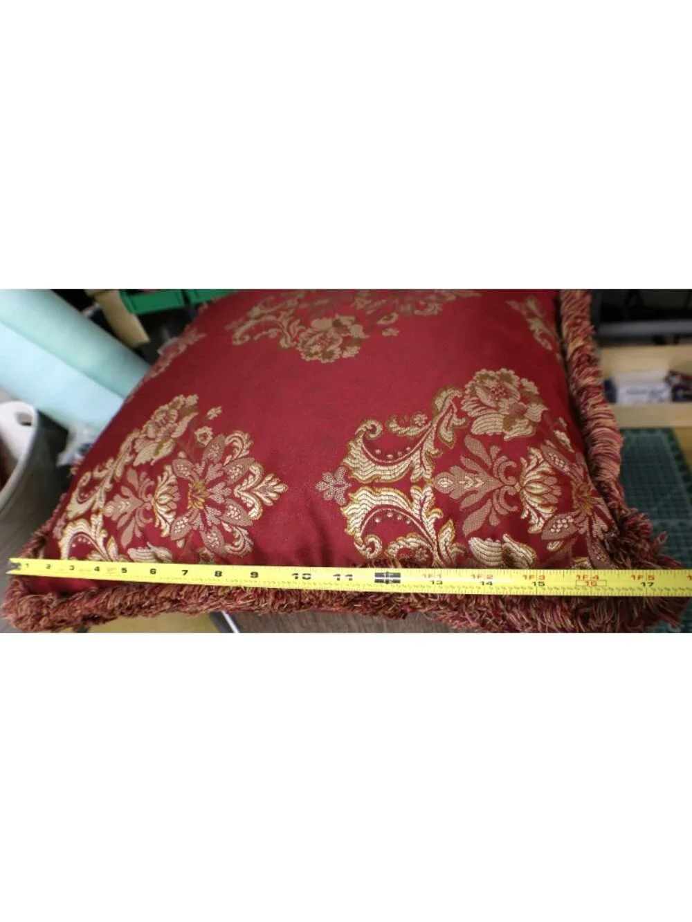 Waterford Charlemont Ruby Red Gold Medallion Throw Pillow Set Embroidered Damask